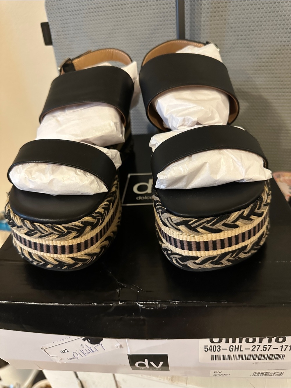 DV by Dolce Vita Black Braided Espadrille Platform Sandals